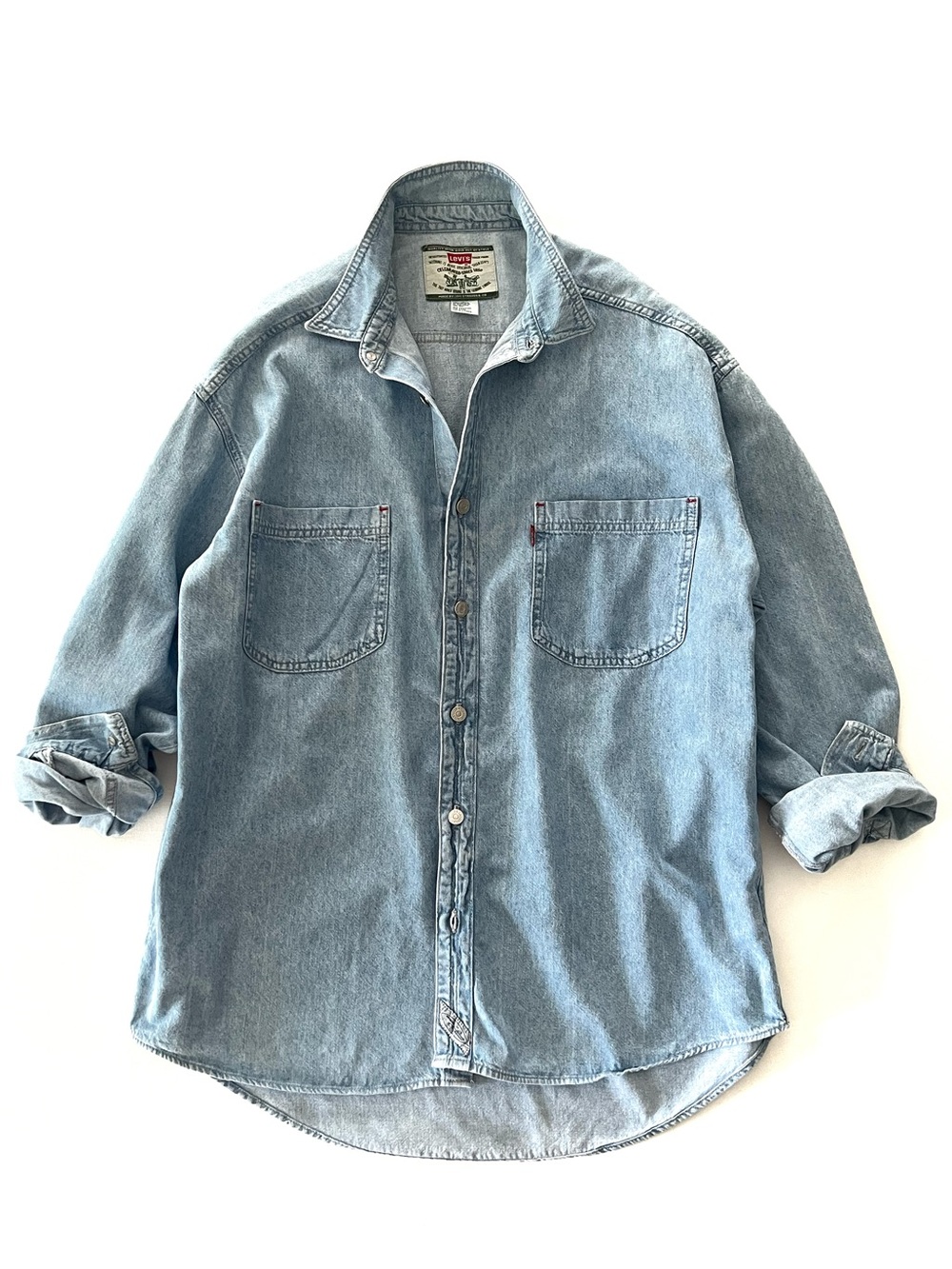 Vintage Levi’s Denim Blue Pocket Shirt 90's Workwear Style Size Large - Picture 8 of 8